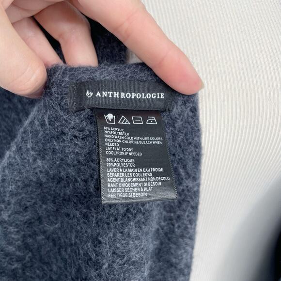 Anthropologie Scarf Womens One Size Large Gray Cozy Soft Fringe 90" x 28" - Picture 3 of 9
